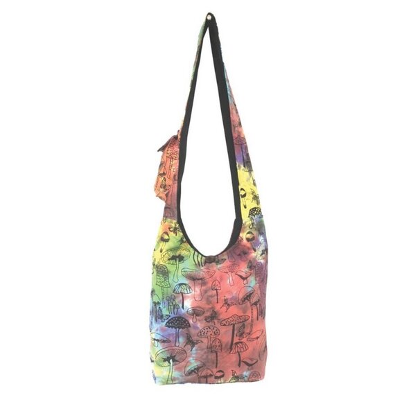 Handbags - Mushroom Printed Tie Dye Cotton Hobo Bag
